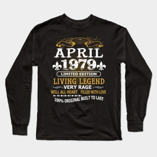 April 1979 Shirt Vintage 40th Birthday Gift 40 Years Old Long Sleeve T-Shirt